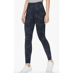 Spanx Womens Camo High Rise Look At Me Now Shaping Cropped Leggings Gray Green L